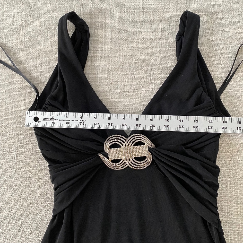 Cache Full Length Black Backless Gown With Rhines… - image 7